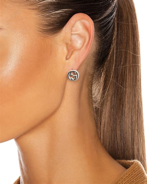 gucci interlocking g silver stud earrings|gucci g motif earrings.